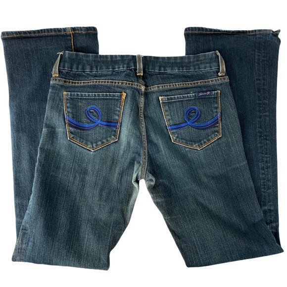 7 Seven  Women's Regular Boot cut Jeans Dark Blue Wash 31 - Picture 2 of 13